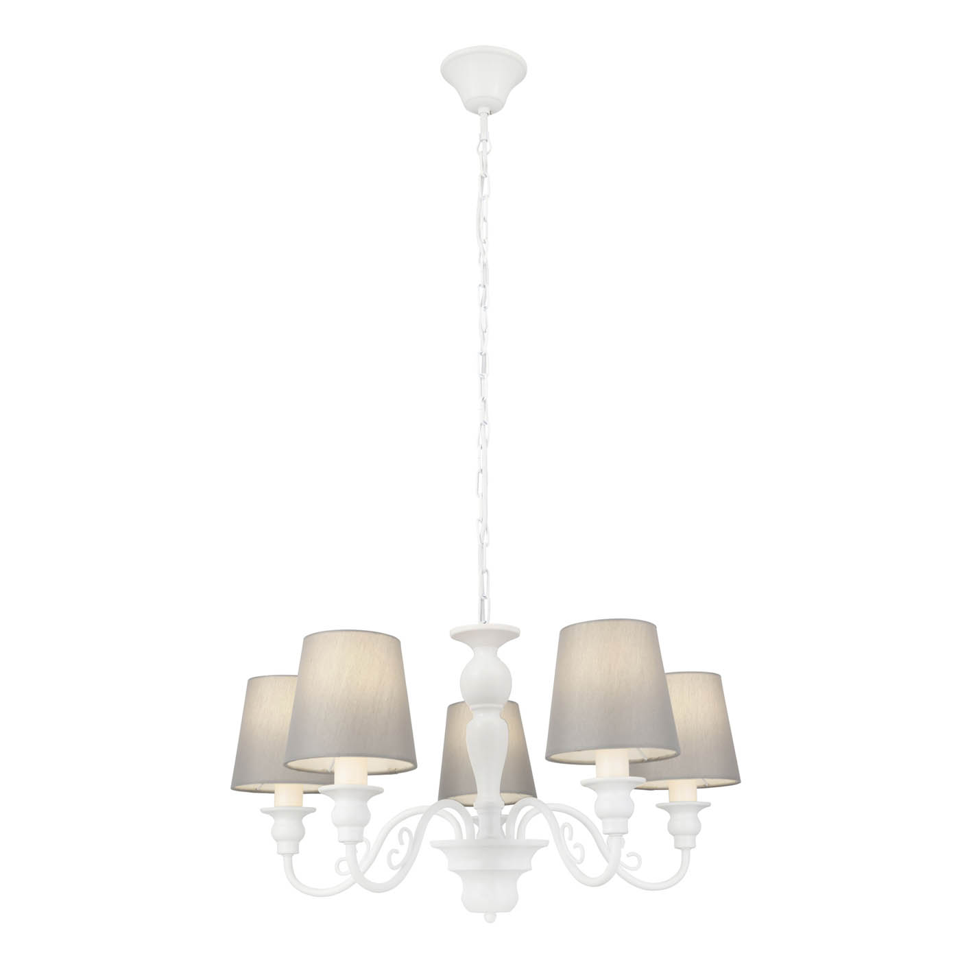 Ceiling Light Grey White Wood Effect 5 Way Pendant E14 Living Room Bedroom 40W - Image 3