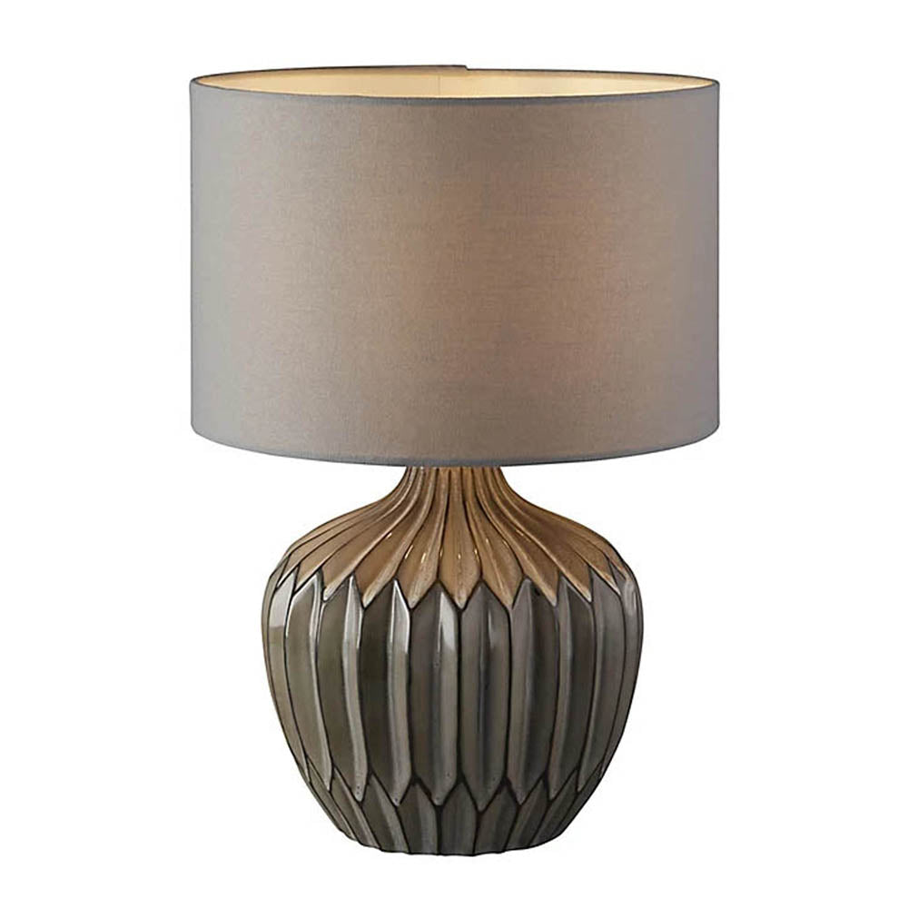 Table Lamp Desk Light Grey Matt Ceramic Ribbed No Assembly E14 40W IP20 (H)415mm - Image 1