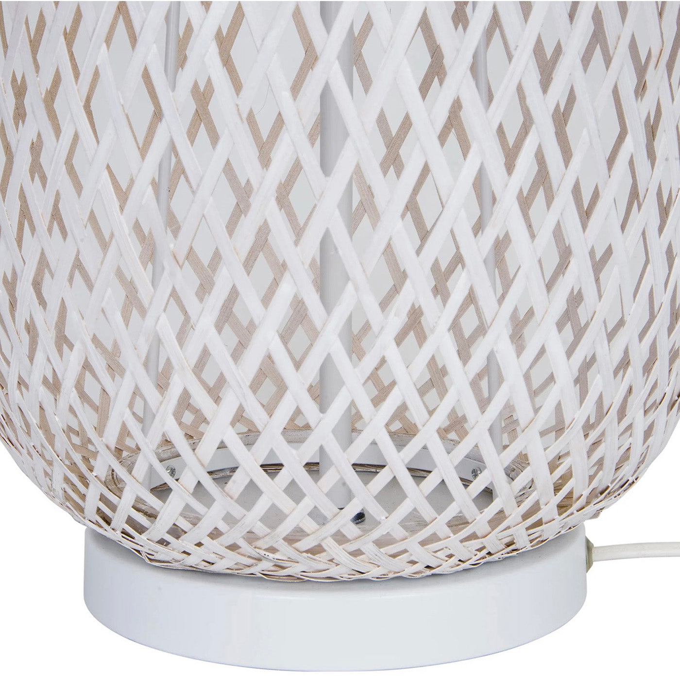 Floor Lamp White Matt Bamboo Natural Basket Weave Modern Livingroom 95cm - Image 3