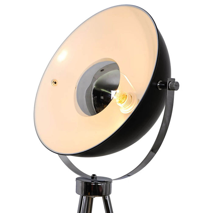 Floor Lamp Standing Retro Tripod Adjustable Round Head Black Chrome Effect 153cm - Image 3