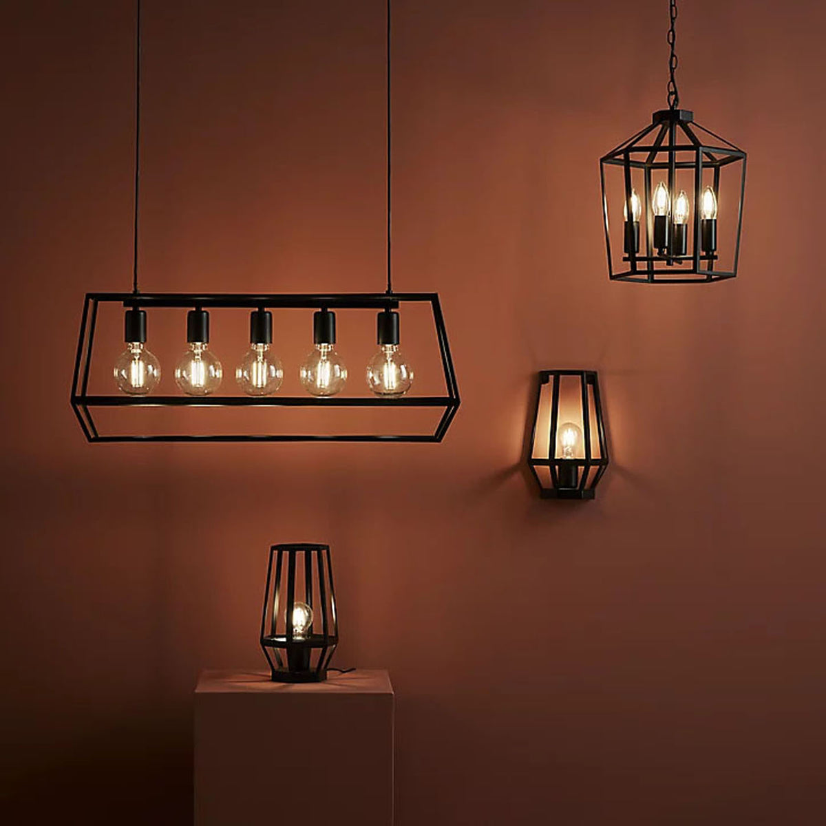 Pendant Ceiling Light 5 Way Lamp Dining Kitchen Hanging Matt Black (Dia)780mm - Image 2