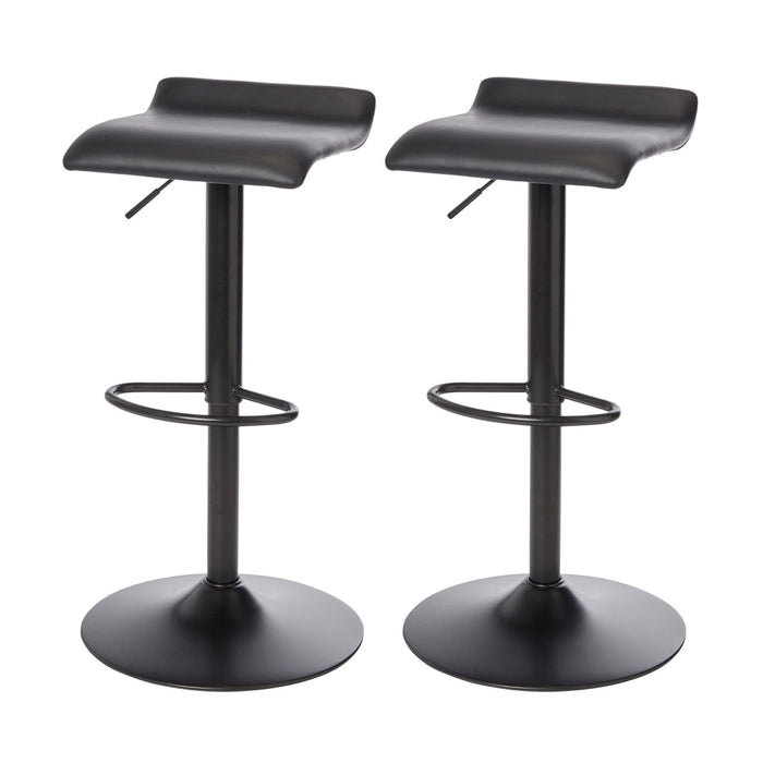 GoodHome Swivel Bar Stool Pack Of 2 Karonda Black Adjustable Kitchen Breakfast - Image 1