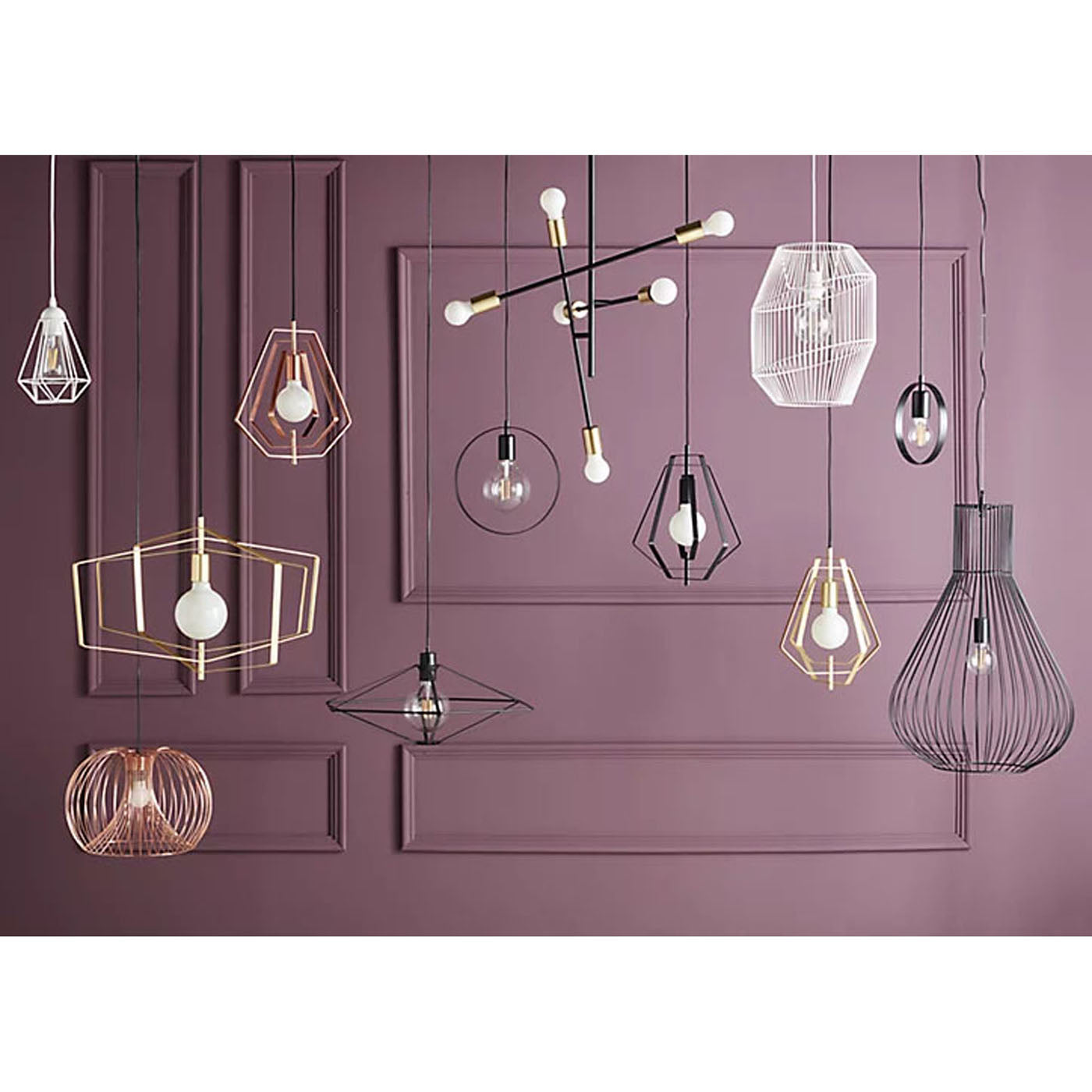 Ceiling Light 6 Way Pendant Black Gold Effect Contemporary Bedroom Living Room - Image 2