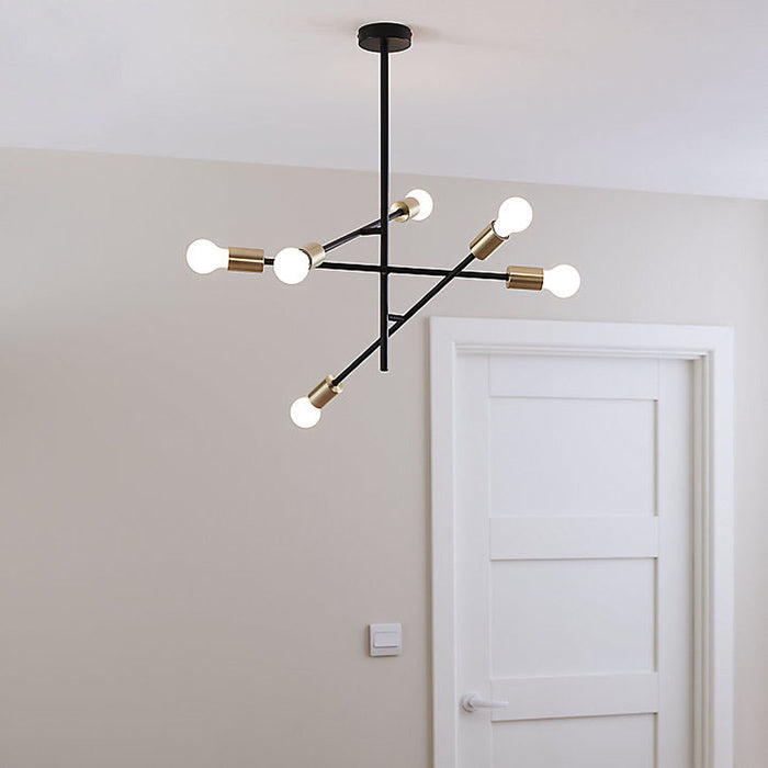 Ceiling Light 6 Way Pendant Black Gold Effect Contemporary Bedroom Living Room - Image 3