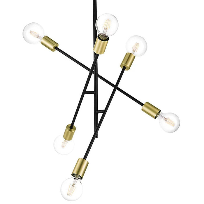 Ceiling Light 6 Way Pendant Black Gold Effect Contemporary Bedroom Living Room - Image 5