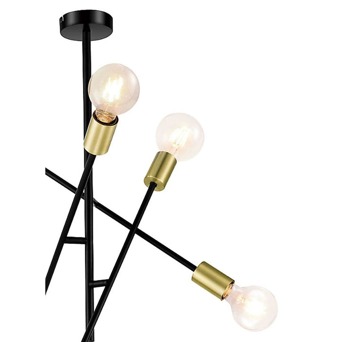 Ceiling Light 6 Way Pendant Black Gold Effect Contemporary Bedroom Living Room - Image 7