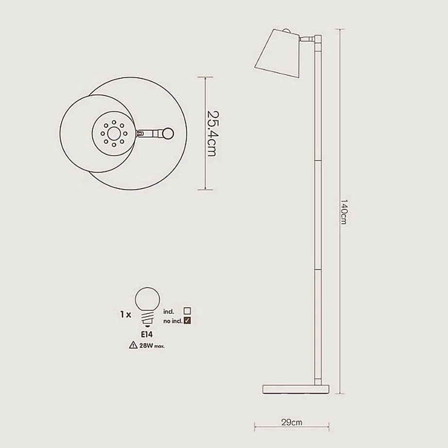 Floor Lamp Standing Reading Light Matt White Wood Effect Adjustable Head 10W - Image 3