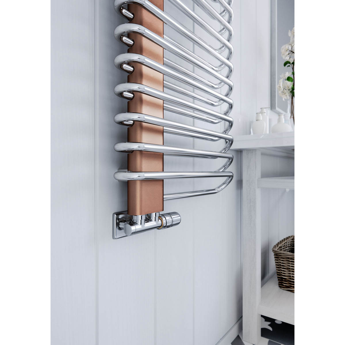 Terma Towel Warmer Radiator Vertical Nickel Gloss Copper (W)500mm x (H)1200mm - Image 5