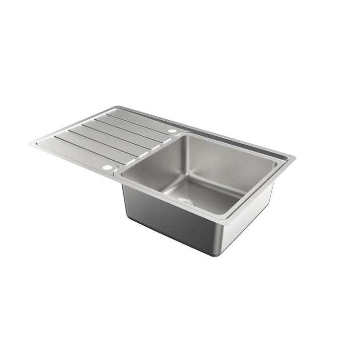 Kitchen Sink 1 Bowl Stainless Steel Reversible Drainer Rectangular Modern - Image 5