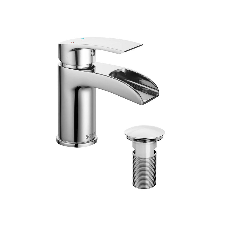 Bristan Basin Tap Mono Mixer Standard Chrome Effect Modern Bathroom With Waste - Image 1