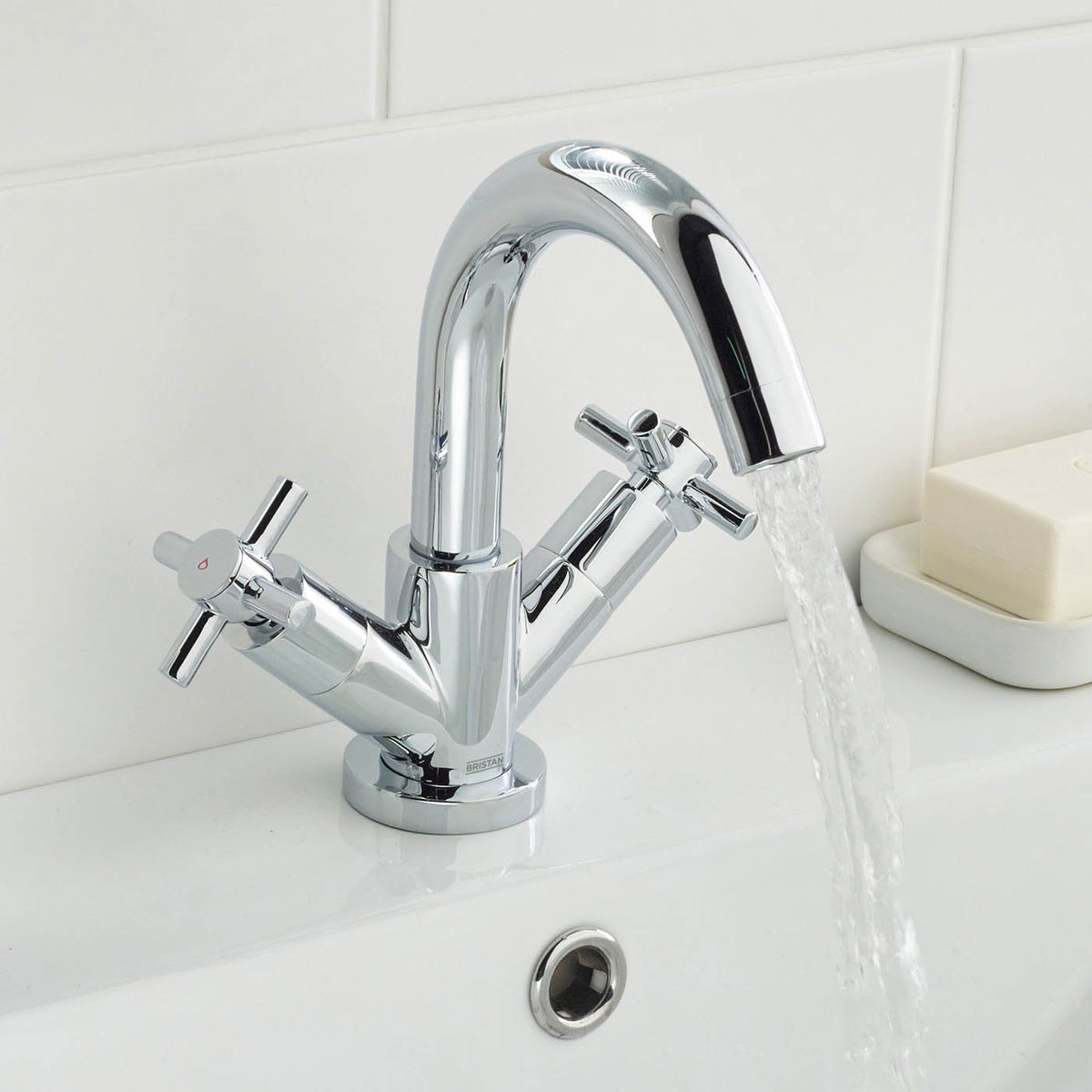Bristan Bathroom Basin Tap Mixer Chrome Ceramic Disc ¼ Turn Waste Contemporary - Image 2