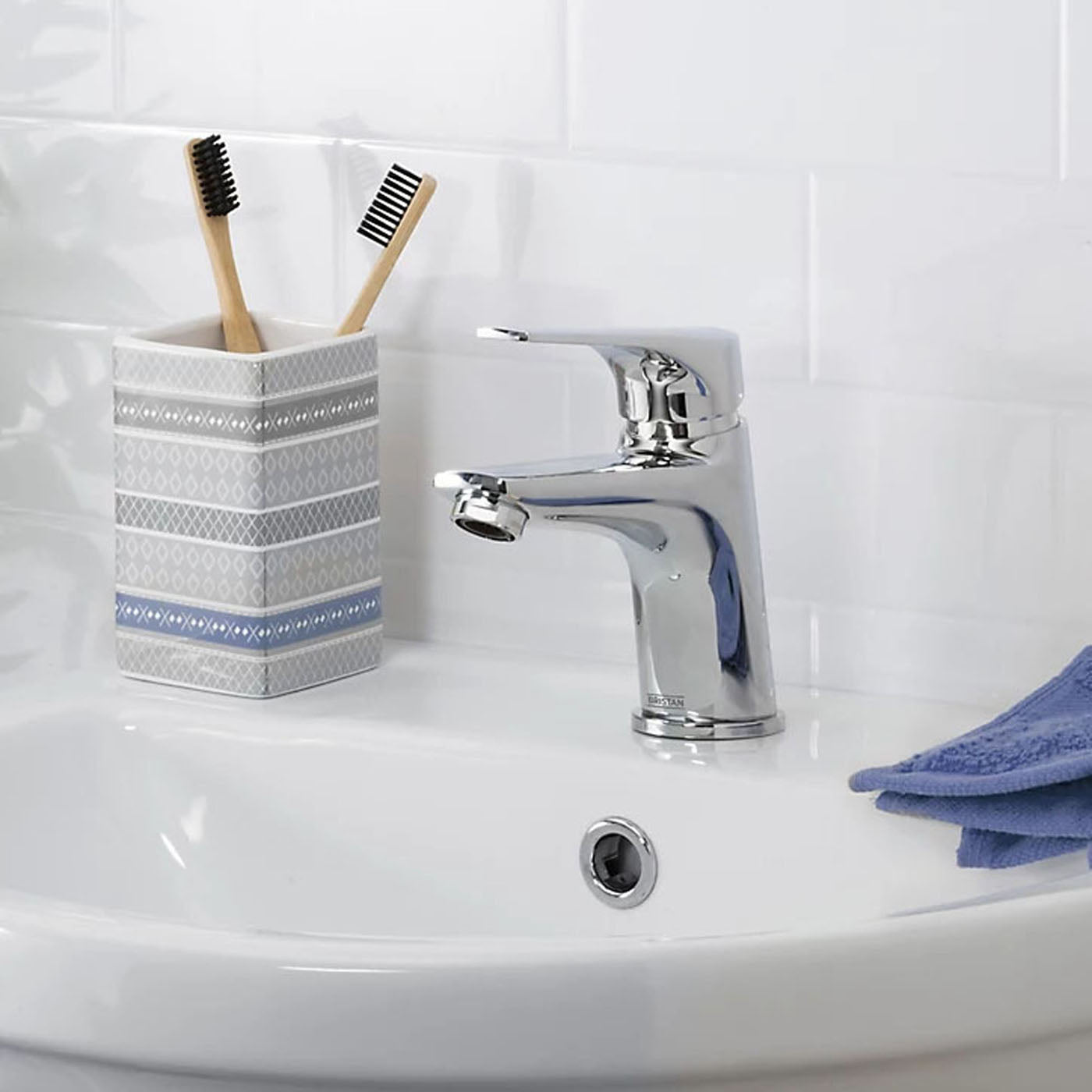 Bristan Basin Tap Mixer Chrome Single Lever Clicker Waste Ceramic Cartridge - Image 3