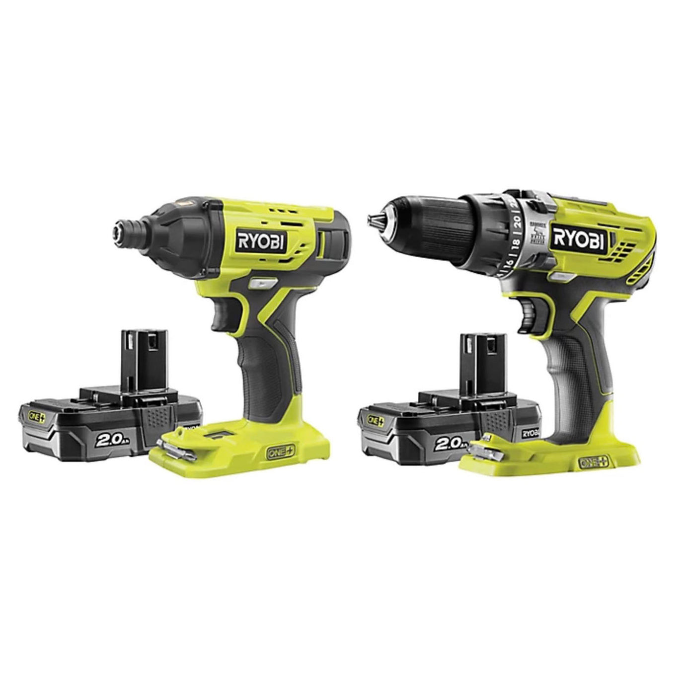 Ryobi Combi Drill Impact Driver Twin Set Cordless ONE+ 2Ah Li-ion Charger Case - Image 1