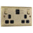 Double Switched Socket 13A  Steel Antique Brass  A C USB 4.2A Black Inserts - Image 3