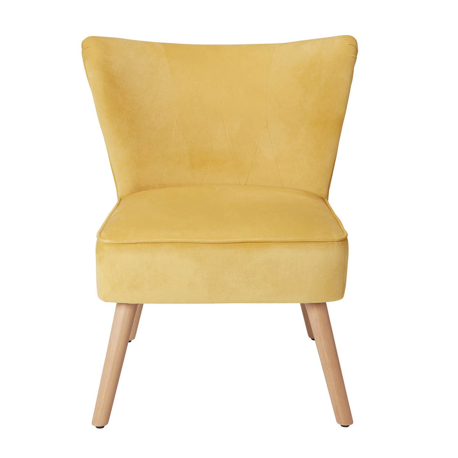 Occasional Chair Yellow Velvet Effect Modern (H)830mm (W)650mm (D)71.5mm - Image 4