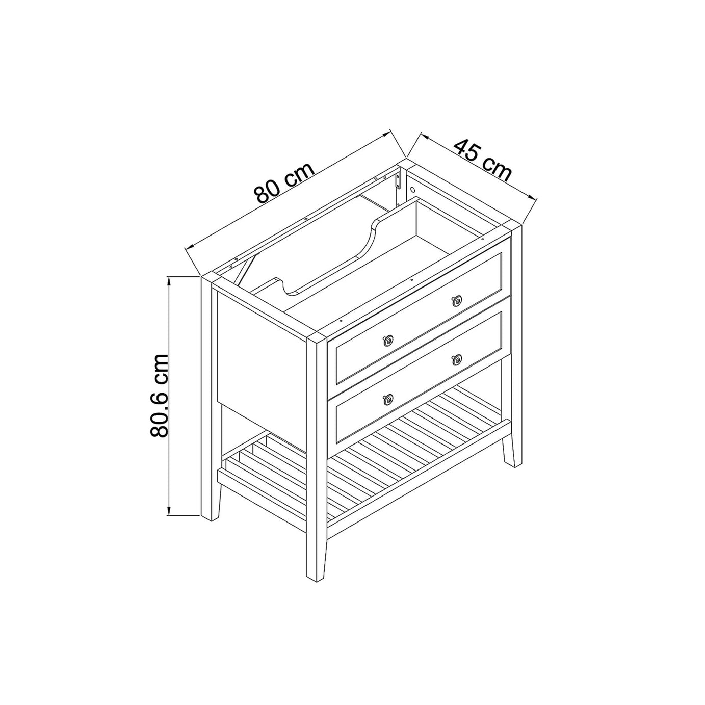 GoodHome Bathroom Vanity Unit Perma Blue Freestanding 800mm Satin - Image 10