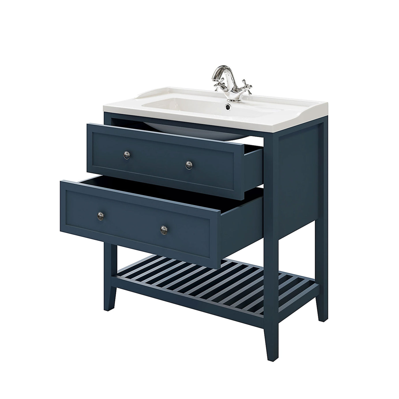 GoodHome Bathroom Vanity Unit Perma Blue Freestanding 800mm Satin - Image 5