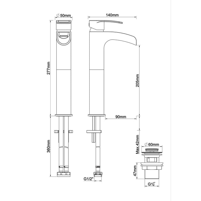 Bathroom Tap Basin Mono Mixer Chrome Full Turn Brass In-Built Regulator Modern - Image 3