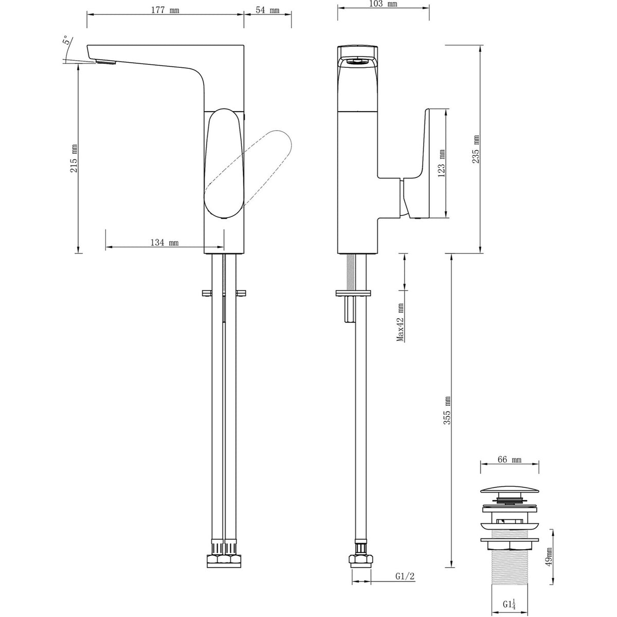 Bathroom Basin Tap Mono Mixer Chrome Tall Single Lever Ceramic Cartridge Modern - Image 5