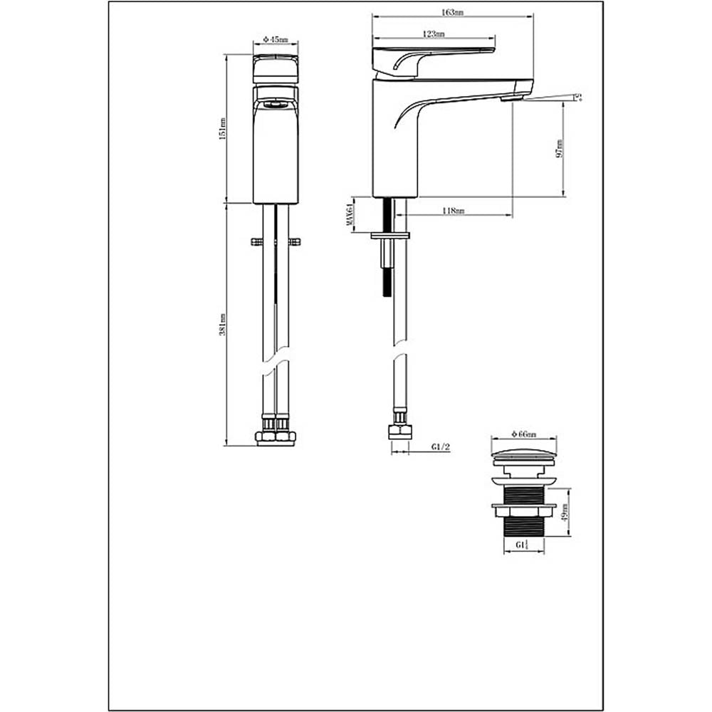 Bathroom Basin Tap Mono Mixer Chrome Single Lever Waste Modern Round Faucet - Image 2