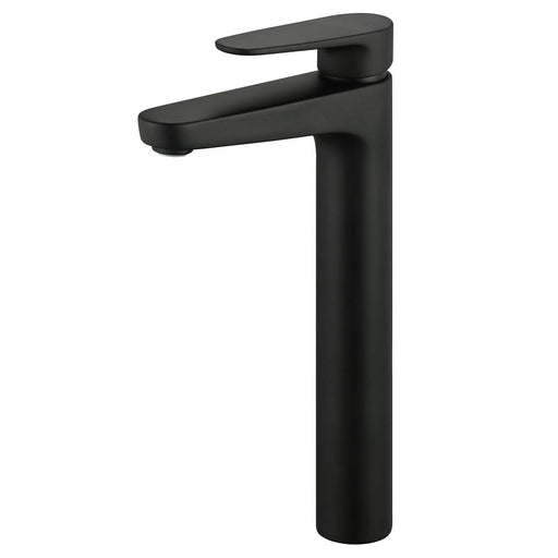 Bathroom Basin Tap Mono Mixer Single Lever Tall Matt Black Round Waste Modern - Image 1