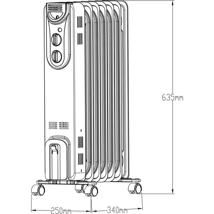 Oil Radiator Space Heater Electric Portable Adjustable Thermostat 1500W - Image 2