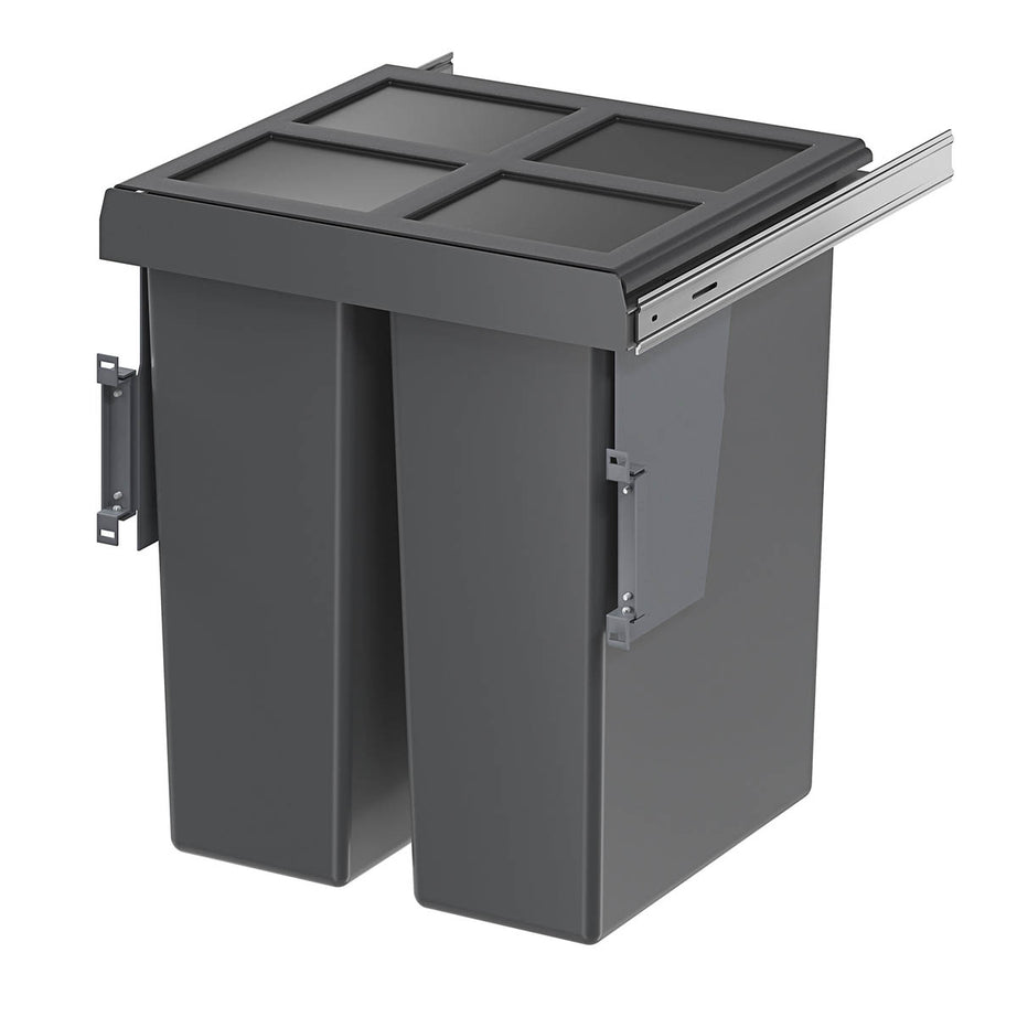 Kitchen Pull Out Waste Bin Integrated For Cabinet Anthracite Rectangular 58L - Image 1