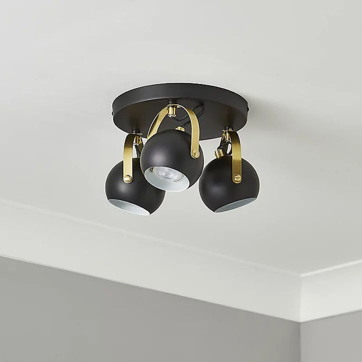 Azure LED Ceiling Spotlight Multi Arm Matt Black Modern Retro Style Round Shades - Image 1