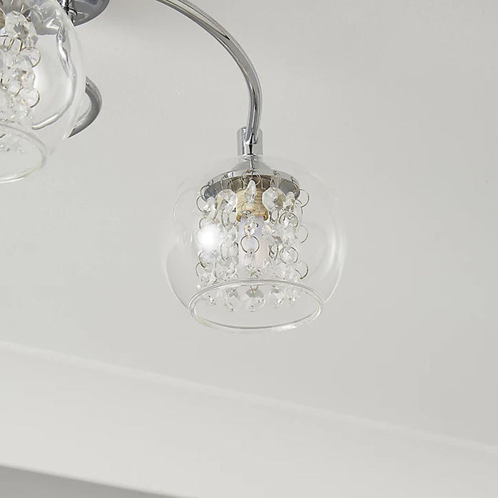 Ceiling Light 3 Lamp Transparent Glass Chrome Bedroom Living Room 28W 240V - Image 4