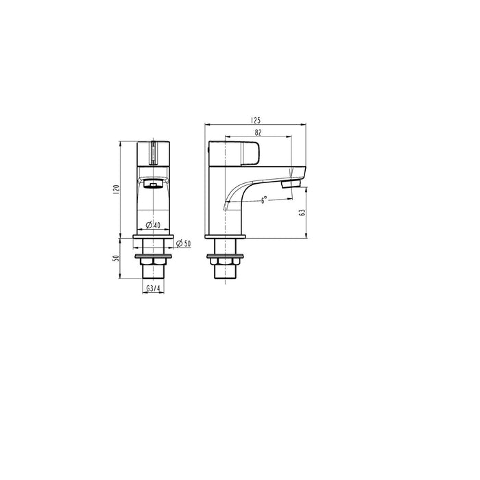 Bath Pillar Tap Nickel Effect Lever Bathroom Cold Hot 1/4 Turn Modern Pair - Image 3