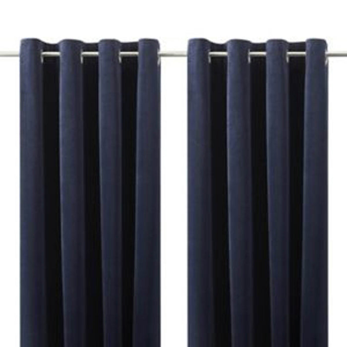 Curtains Pair Lined Eyelet Deep Navy Plain Heavy Weight (W)167Cm (L)183Cm - Image 2