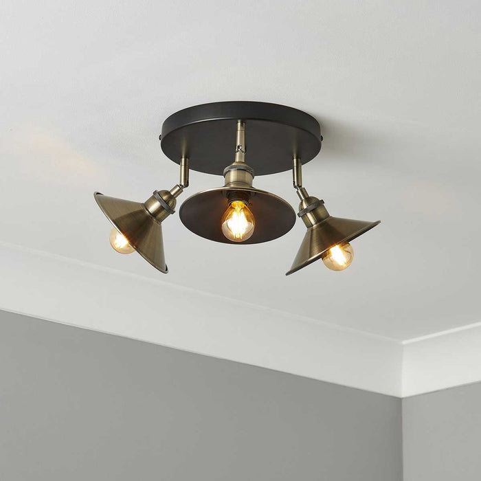 LED Ceiling Spotlight 3 Way Satin Black Antique Brass Effect Litchen Dining - Image 2