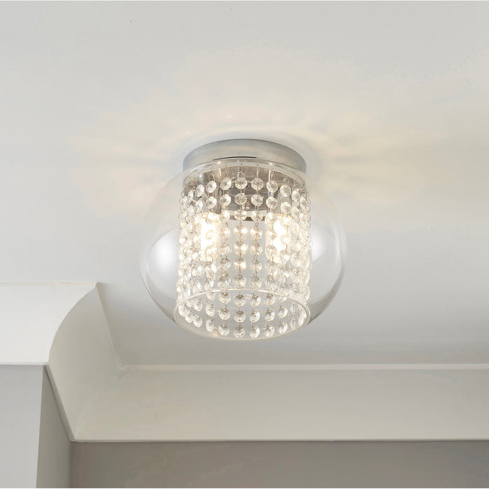 Ceiling Light Pendant Hanging Beaded Glass Shade Droplets Crystal Effect Hallway - Image 1