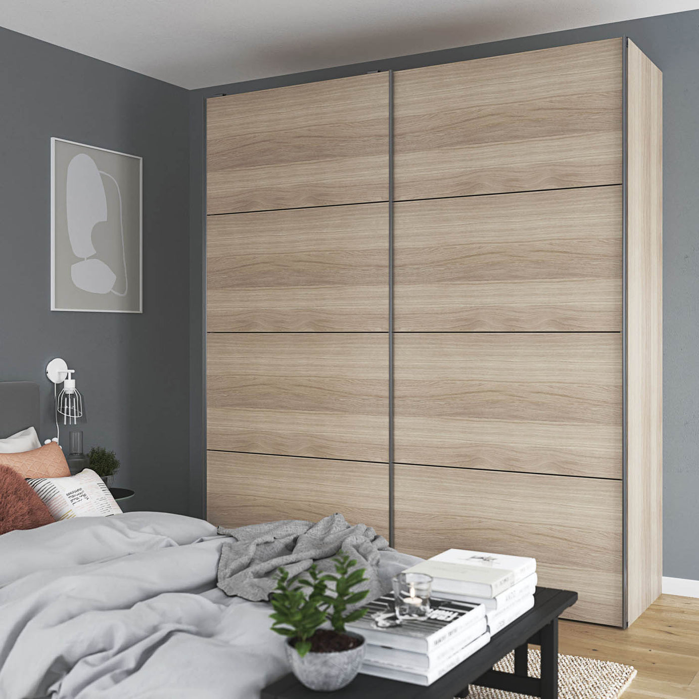 GoodHome Atomia Matt oak effect Sliding wardrobe door Pack of 4 (H)560mm (W)737mm - Image 4