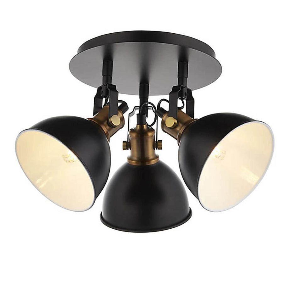 Ceiling Spot Light 3 Lamp Matt Black Gold Effect Mains E14 Steel IP20 40W 240V - Image 1
