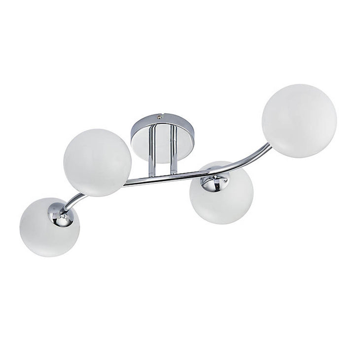 Ceiling Light 4 Way Chrome Frosted Glass Hallways Kitchens Livingroom Spaces 18W - Image 1