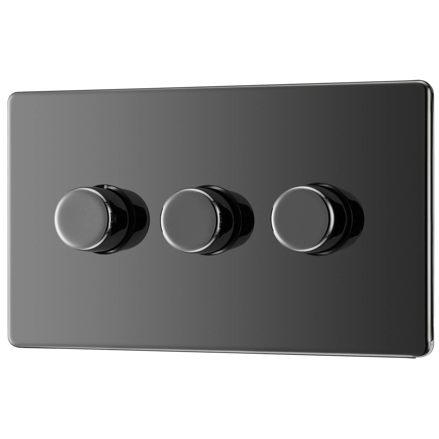 Triple Dimmer Switch Black Nickel Finish 3 Gang 2 Way 400W Screwless Modern - Image 1