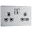 GoodHome Socket Double Switched Grey Inserts Brushed Steel 13A Pack of 5 - Image 1