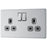 GoodHome Socket Double Switched Grey Inserts Brushed Steel 13A Pack of 5 - Image 2