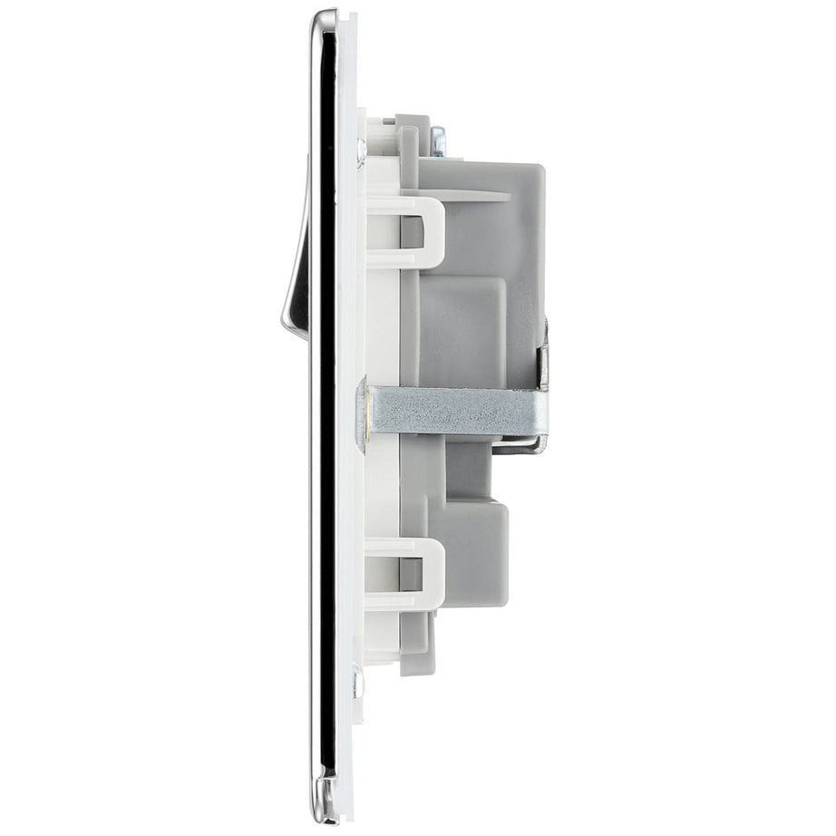 Double Switched Socket 13A 2 Gang Chrome Effect Finish Screwless 5 Pack - Image 5