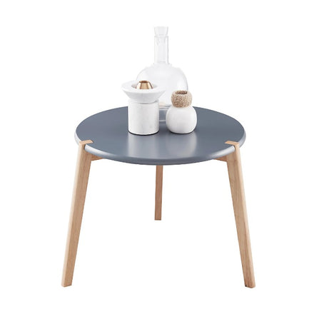 Side Table Sofa End Round Dark Grey Natural Living Room Bedroom (H)39cm (W)45cm - Image 3