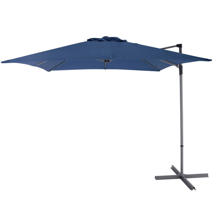 Overhanging Parasol Sun Shade Patio Garden Blue Large Cooling Umbrella 2.5m - Image 1