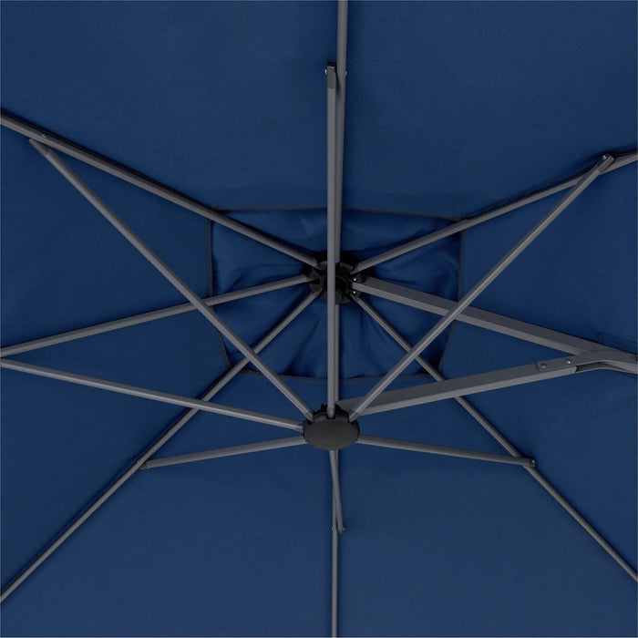 Overhanging Parasol Sun Shade Patio Garden Blue Large Cooling Umbrella 2.5m - Image 3