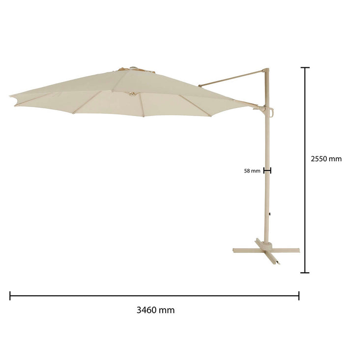 Garden Parasol Umbrella Overhanging Sand Beige Adjustable Round Modern 2.55m - Image 7