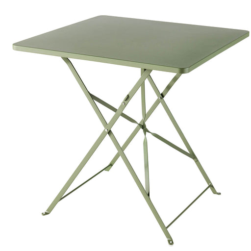 Outdoor Table 2 Seater Folding Square Garden Terrace Balcony Khaki Green Metal - Image 1