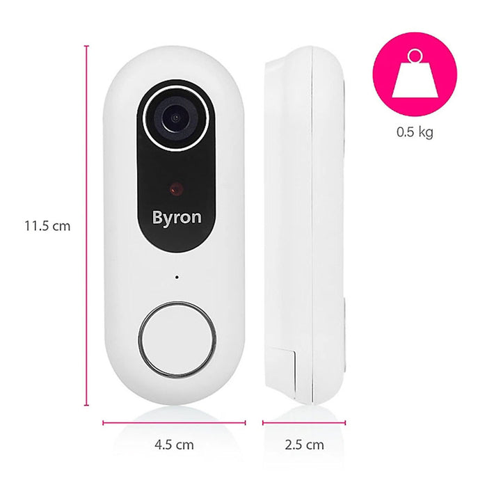 Byron Video Doorbell Smart White Wired 1080HD Resolution Battery Powered IP44 - Image 3