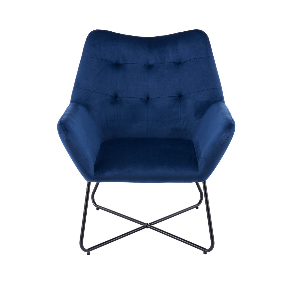 Velvet Chair Deep Blue Effect Comfort Luxury Industrial (H)865 (W)750 (D)800mm - Image 1