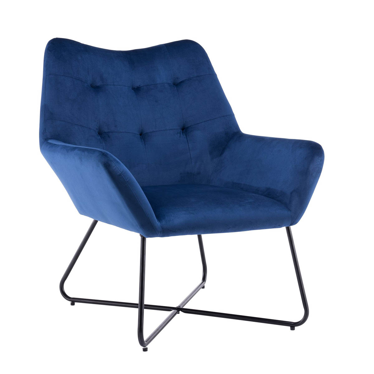 Velvet Chair Deep Blue Effect Comfort Luxury Industrial (H)865 (W)750 (D)800mm - Image 2