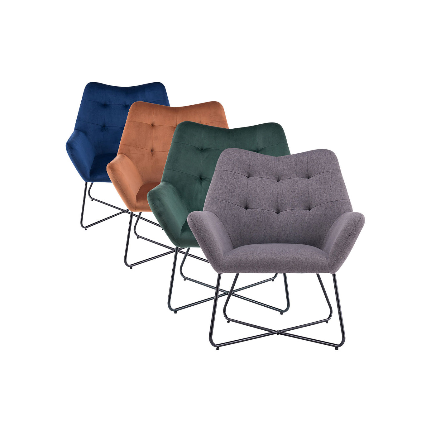 Accent Chair Burnt Orange Velvet Effect Black Metal Legs H865 x W750 x D800mm - Image 10