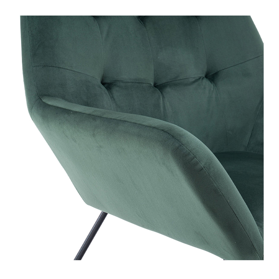 Turio Chair With Armrest Forest Green Velvet Effect 750x865x800mm - Image 2